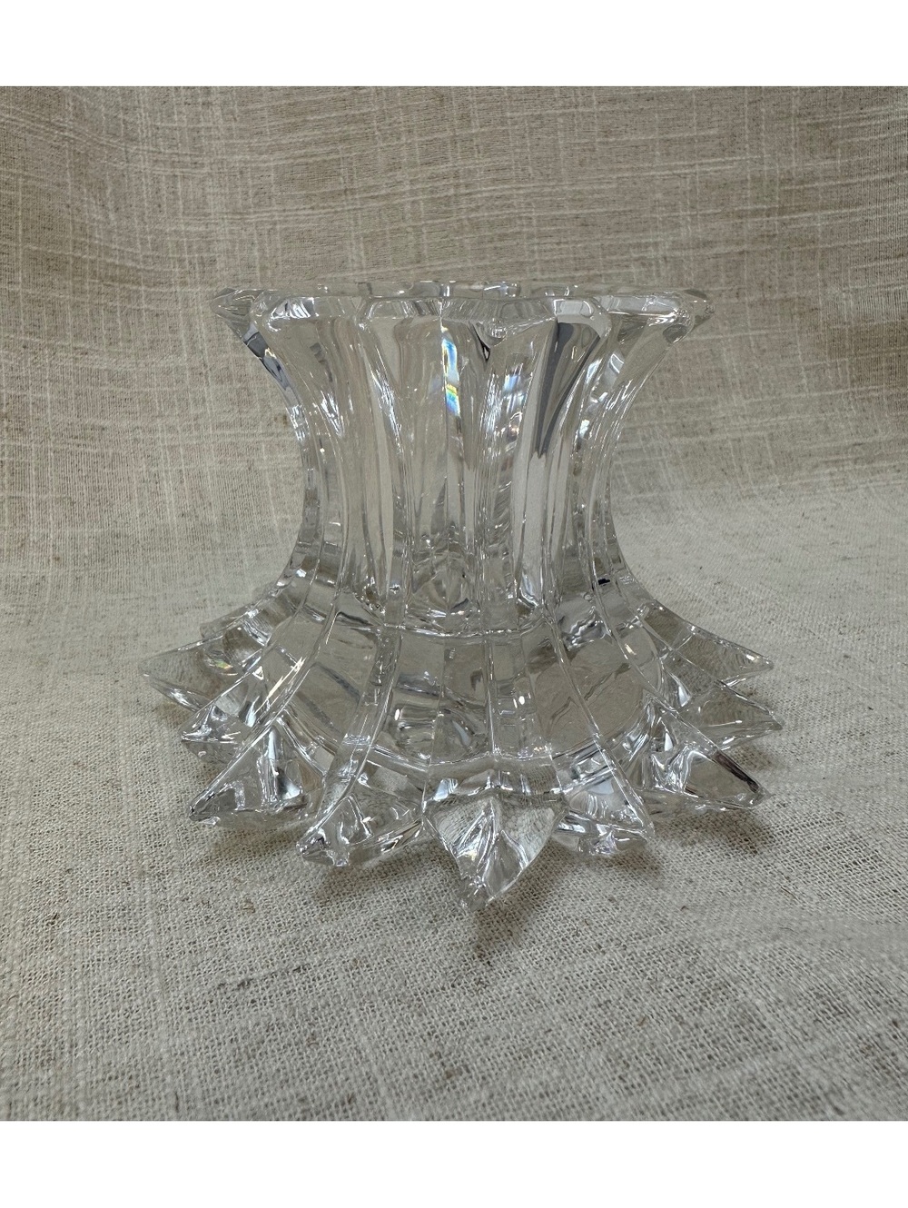 Vintage PartyLite Crystal Aurora Reversible 24% Lead Votive Pillar Candle Holder